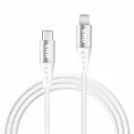 ERD UC-116 USB Type-C to Lightning Braided Data Cable, 25W Fast PD Charging, High-Speed Data Transfer, Durable 1m Long, Compatible with Apple Devices, White