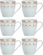 Goodhomes SONAKI Teas with Gold Print SKY-M-D209-G-CHAIN Bone China Coffee Mug (170 ml, Pack of 6)