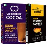 Colombian Brew Pure Instant Coffee Powder, Strong 50g, Christopher Cocoa, Drinking Chocolate Cocoa Powder, Dark No Sugar, 100g