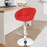 Redefine® Bleez Modern Hexa PU Leather Adjustable Swivel Bar Stools with Back, Set of 1, Suitable for Kitchen, Cafeteria , Dining ,Pubs, Office