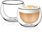 Ramkuwar Glass Coffee or Tea Mugs 80ml Double Wall Thermal Insulated Drinking Glasses Cups - Set of 2