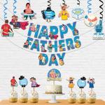Festiko Fathers Day, Super Dad Birthday Party Decorations Items For Surprise (All In One Surprise Kit Banner, Swirls, Cake Toppers, Cup Cake Topper, Ribbons) 16 Pcs