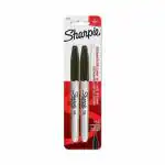 Sharpie Permanent Markers, Fine Point, Black Ink, Pack of 2