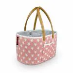 HIPPO Baby Diaper Caddy Organizers - Felt Storage Mother Bags - for Diaper & Baby Wipes, Nursery Storage Foldable and Portable (XLarge, Pink-Star)