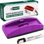 SHELFKING Non Magnetic Premium Whiteboard Duster And Marker| Dry Erase Whiteboard Eraser for Erasing Whiteboard Marker or Chalk Board Writing - (Pack of 1 Duster And 1 Marker, Multicolor) Dusters (Multicolor)