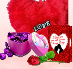 Midiron Romantic Gift Combo|Lovely Gift For Girlfriend/Wife/Husband|Valentine's Week Day Gifts|Unique Love Combo Gift for Couple-Handmade Chocolates, Artificial Rose, Love Card & Heart Red Cushion