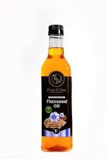 PURE N DESI Cold Pressed Flaxseed Oil | Flax Seed Oil for Cooking | Wood Pressed Flaxseed Oil | Pure Alsi Oil| Jawas Oil | Linseed Oil 1 Litre
