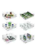 Smartslide Silver Stainless Steel Modular Kitchen Cutlery Tray 17x20inch Pack of 6