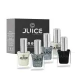 JUICE One Coat Nail Polish, Combo Pack of 5, Black and White Shimmer Collection, High Gloss, Chip Resistant, Quick Dry, Gel Effect, Shades :Silky White/Pearly Black/Sparkling Stars/Silver Diva/Milky Way SHIMMER COMBO_34, 11ml each