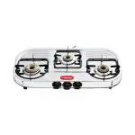 Hindflame 3 Burner Galaxy Stainless Steel LPG Gas Stove, (with Extra Big Party Cooking Brass Burner)