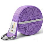 Fitness Mantra 8.5 Feet Premium Cotton Yoga Belt for Women and Men |Adjustable D-Ring Strap for Stretching, Yoga, Pilates, Physical Therapy & Fitness |Durable & Anti-Slip Quality