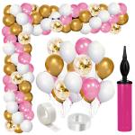 Zyozique White Pink Gold Latex Balloons, Gold Confetti Balloons, Arch, Glue Dot, Balloons Pump (113 Pcs)