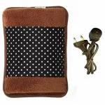 JOY CARE Electric Heating Pad with Fur Velvet Hand Pouch | Brown and Black