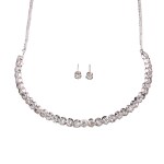 HARIPRIYA Classic White Cubic Zirconia 1 Layered Necklace Set With Earring For Women And Girls