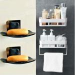 QXORE Bathroom Accessories Shelf Rack 2 bathroom sleeves + 2 butterfly soap box+1 towel hanger