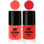 SM FASHION Long Lasting Nail Polish | Nail Paint Combo 7 ml Each) - Set of 2 Baby Pink-Orange