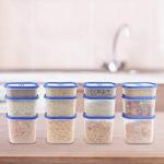 Cutting EDGE 360 Clear Top View 3 Line Modular Stackable Box (0.5LX4, 1.2LX4, 1.8LX4) BPA-Free Kitchen Organizer Container for Rice, Dal, Atta, Flour, Cereals, Snacks (Blue) - Set of 12