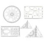 ARTONEZT Pro Circle (25 Circles), Hyperbola Parabola Template, Geometry Template (16 Shapes), Set of 5, White)