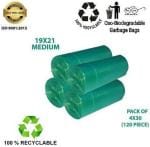 BRUZZLINE green pack of 4 Premium Biodegradable Garbage Dustbin Trash Bags 19 X 21 inch Medium 13 L Garbage Bag (120Bag )