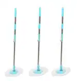 Pranay's Kleanup Deluxe 3 Spin Mop-Rod Set|Wet & Dry|Cleaning Mop|Mops Pocha 3 Microfiber Refill
