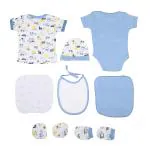 VParents Honey Punch New Born Baby Gift Set (Blue, Pack of 8)
