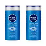 NIVEA Men Shower Gel Vitality Fresh for Body, Face & Hair, 250 ml Pack of 2