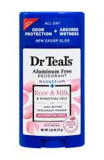 Dr Teal'S Aluminum Free Deodorant Stick For Unisex Magnesium Rose And Milk And Essential Oils, 75 G