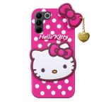 Fastship Silicone soft Hello Kitty with Pendant Case proper fit Back Cove for Vivo V27 5G - Pink