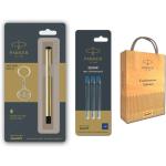 Parker Vector Gold Fountain Pen + Quink Ink Cartridge - Blue (Pack of 3)