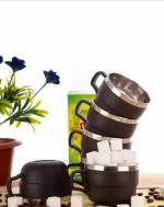 AMAR IMPEX 200ml Tea Cup Set, Steel Cup, Chai Cup, Coffee Cup (MULTI- COLOR, Set of 6)