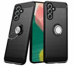 Unistuff Back Case Cover for Samsung F54 with Magnetic Kickstand | Premium Matte Finish | Camera Bump Protection | Rubberized Ring Cover - Night Black, 78327