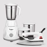 Fogger Diamond 500 W Mixer Grinder (3 Jars, White) & 750 W Max Dry Iron (White)