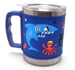 Johnnie Boy Cute Shark Print Stainless Steel Emboss Hot and Cold Mug for Kids
