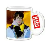 Mug Morning BTS Jin Mug BTS Jin Coffee Mug BTS Jin Cup BTS Jin Wearing Winter Jacket Yellow Background (White)