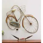 Vedas Exports Gold Iron Vintage 3D Cycle with Basket 33 inch