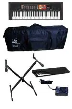 G & F Yamaha Psr-F51 Portable 61-Keys Keyboard With Gig Bag, Keyboard Stand; Dust Cover, Power Adapter Combo Pack