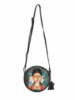 ANNODYNE Art Printed Round Crossbody bag for women Round bag for ladies & girls(Black)