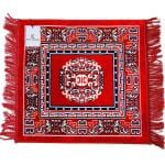 Kuber Industries Traditional Carpet/Pooja Mat|Square Shape & Soft Velvet Material|Maditation Prayer Mat|Size 60 x 60 CM (Red)
