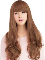 YOFAMA Long Hair Wig Black Synthetic Fiber Women