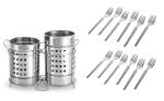 BLUE WONDER Stainless Steel Twin Cutlery Holder Racks With Stainless Steel Fork Set and (Multicolour, Pack of 2)