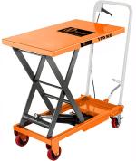 VOLTZ 150 Kg Hydraulic Lift Trolley Max. Height 720 mm Manual Scissor Lift Table w/ 4 Wheels and Foot Pump, Elevating Hydraulic Cart for Material Handling, Orange