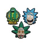 YellowCult Pack of 3 Shoe charms for Clog Shoes, Wristband Charm, Shoe, Bracelet Decoration or Party Gifts [Laughing Rick/Pickle Rick/Rick High on Leaves]