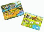 Bumbee Toy | Wooden Jungle & Farm Animal Educational Puzzle Set ( 18 Pieces ) Combo Set For Your Little One