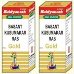 Baidyanath (Jhansi) Basant Kusumakar Ras with Gold Ayurvedic Medicine (2 Pack, 10 Tablets in Each Pack)