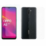 Kite Digital Oppo A5 (2020) Back Screen Protective Film Carbon Fiber Skin Transparent Screen Guard Sticker & Premium Tempered Glass Screen Protector