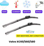 POTAUTO High-End Front Wiper Blades Compatible For VOLVO-XC60/S60/S80 Front Long-Lasting, Smooth & Noise-Free Wiping for all Season (Pack of 2)