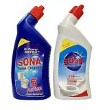 SONA PLUS Ultra Clean Disinfectant Bathroom Cleaner, Lemon - 1 L & Disinfectant Toilet Cleaner Liquid, Original - 1 L