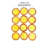 OM Phool Batti Ready to Use Terracotta Wax Free Clay Yellow Cow Ghee Diya Filled with Cow Ghee and Hand Made Cotton Wick for Puja - Pack of 60 Pcs. (Height: 2 CM)