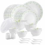 Cello White Round Opalware, Plastic Dinnerware Set (Pack of 37)