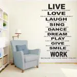 Decor Villa Wall Sticker ( Live Love Laugh Wall ,Surface Covering Area 20 x 42 Inch)